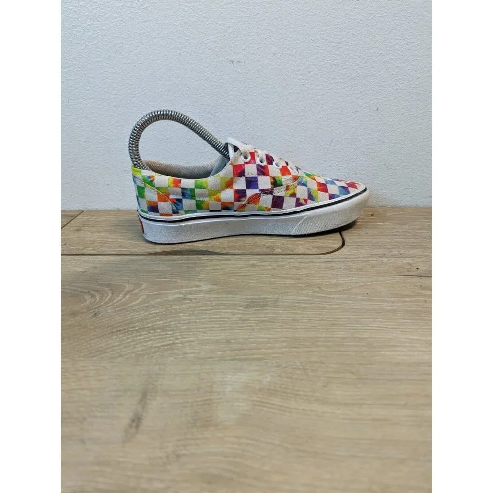 Vans Women’s Shoes Size 5.5 Rainbow Checkered Old Skool Lace Up Off The Wall - Picture 6 of 9